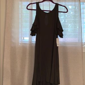 Olive green Off the shoulder Tshirt dress